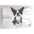 thumbnail image 1 of Ambesonne Boston Terrier Pillow Sham, Naive Puppy Face, 26" X 20", Grey Coral and White, 1 of 2
