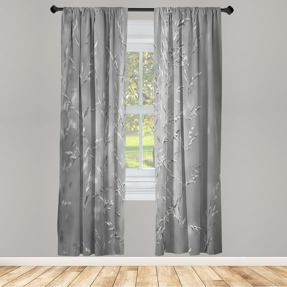 Ambesonne Botanic Curtains, Rural Seasonal Country Art, Pair of 28"x84", Taupe Grey