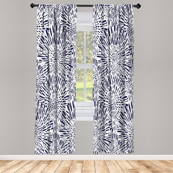Ambesonne Botanic Curtains, Vintage Floral Pattern Art, Pair of 28"x63", Dark Navy