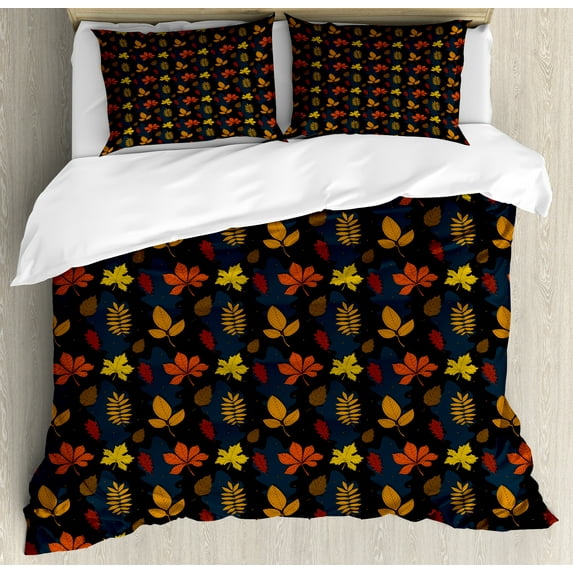 Ambesonne Botanic Duvet Cover Set, Earth Tone Autumn Season, Calking, Multicolor
