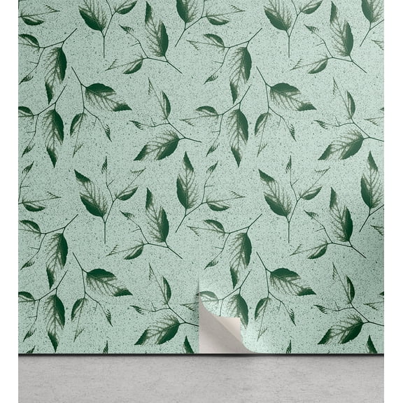 Ambesonne Botanic Peel & Stick Wallpaper for Home, Spring Evening Lemon Leaves, 13"x72", Almond Green Jade Green