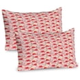 thumbnail image 1 of Ambesonne Botanic Pillow Sham 2 Pack, Meadow Flourishes Birds, 26"x20", Scarlet and Ivory, 1 of 3
