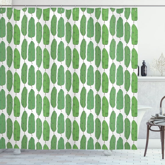 Ambesonne Botanic Shower Curtain, Bird of Paradise Foliage, 69"Wx84"L, Fern Green and White