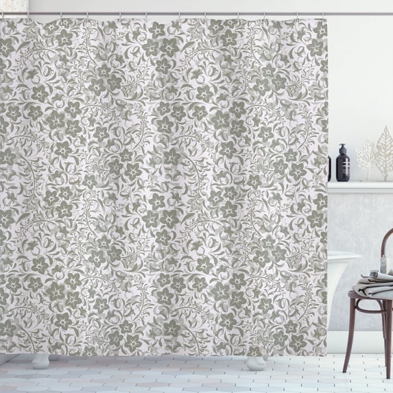 Ambesonne Botanic Shower Curtain, Floral Spring Season Art, 69"Wx70"L, Pale Sage