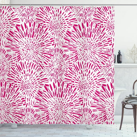 Ambesonne Botanic Shower Curtain, Vintage Floral Pattern Art, 69"Wx70"L, Hot Pink
