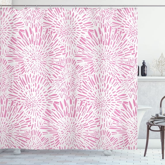 Ambesonne Botanic Shower Curtain, Vintage Floral Pattern Art, 69"Wx75"L, Pale Pink