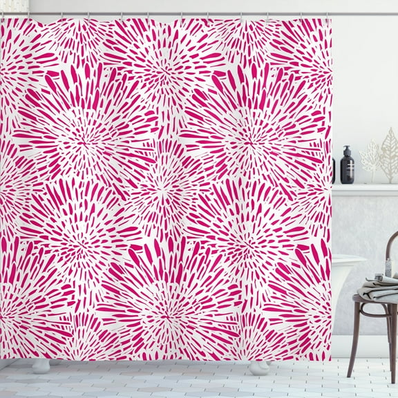 Ambesonne Botanic Shower Curtain, Vintage Floral Pattern Art, 69"Wx84"L, Hot Pink