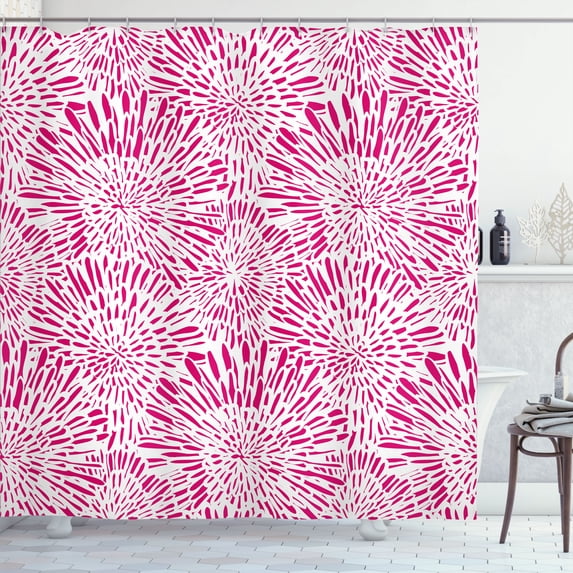 Ambesonne Botanic Shower Curtain, Vintage Floral Pattern Art, 69"Wx84"L, Hot Pink