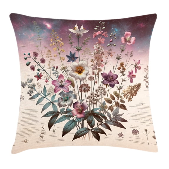 Ambesonne Botanic Throw Pillow Cushion Cover, Wildflower Bouquet Vintage, 28" X 28", Mauve Beige Teal