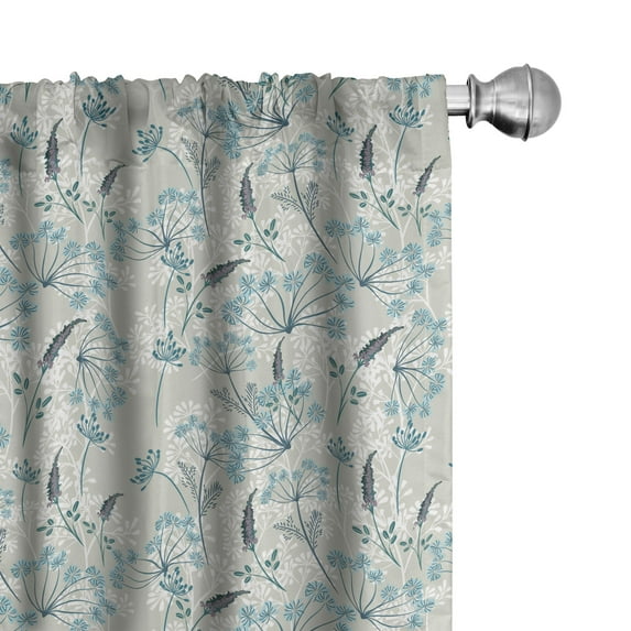 Ambesonne Botanical 4-Panel Curtains, Autumnal Vintage Floral, 56"x63", Slate Blue Sage Green