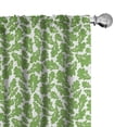thumbnail image 1 of Ambesonne Botanical 4-Panel Curtains, Evergreen Oak Leaves Art, 56"x84", Lime Green White, 1 of 4