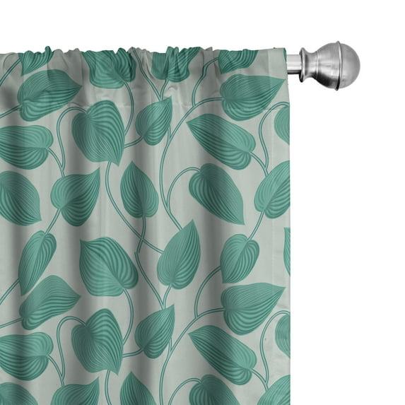 Ambesonne Botanical 4-Panel Curtains, Flourish Leafy Garden, 56"x84", Sage Green Seafoam