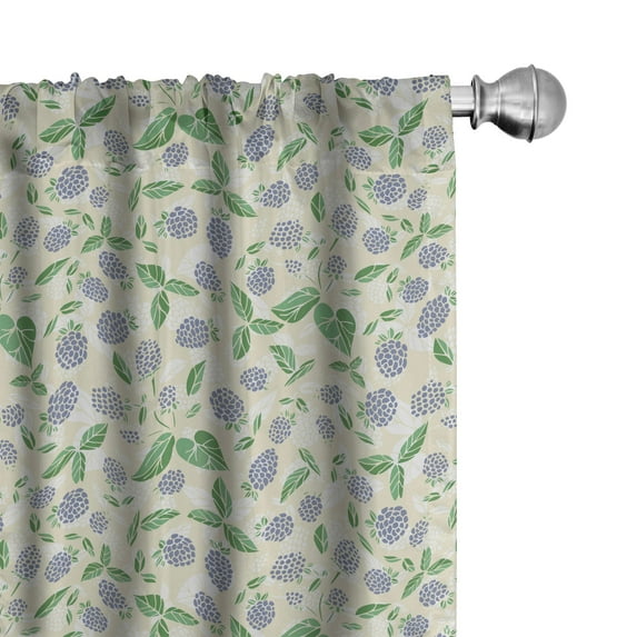 Ambesonne Botanical 4-Panel Curtains, Garden Blossoms Leaves, 56"x63", Lavender Blue Fern Green