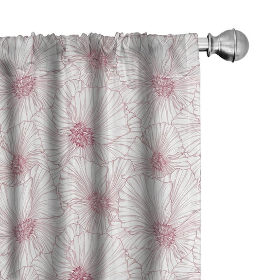 Ambesonne Botanical Window Curtains, Monotone Blossom, Each 28" W x 63" L, Dried Rose White
