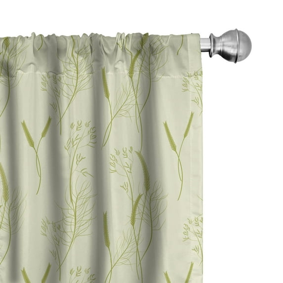 Ambesonne Botanical 4-Panel Curtains, Nature Art Various Herbs, 56"x63", Khaki Pale Green