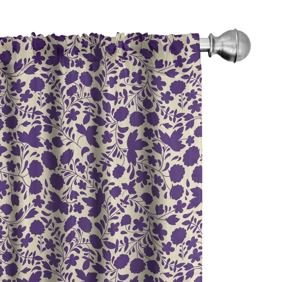 Ambesonne Botanical Window Curtains, Raspberries Flowers Drops, Each 28" W x 84" L, Cream and Quartz