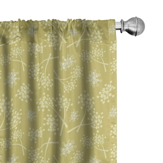Ambesonne Botanical 4-Panel Curtains, Retro Flowers and Herbs, 56"x84", Khaki Pale Yellow