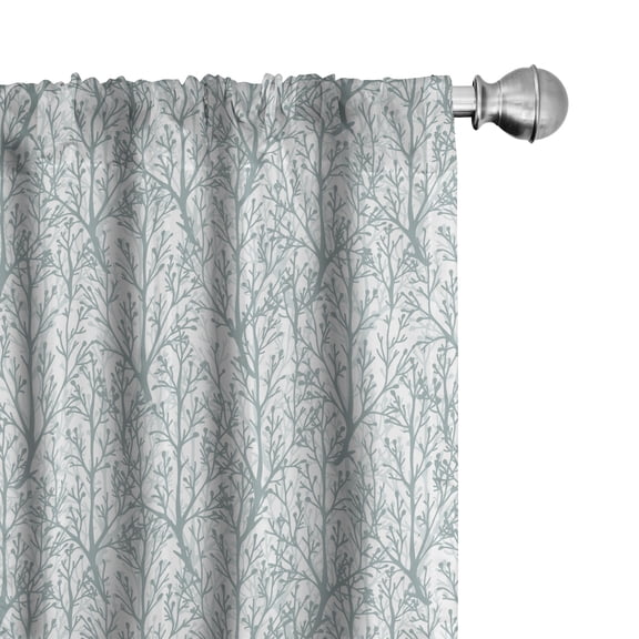 Ambesonne Botanical Window Curtains, Soft Pastel Tree Branches, Each 28" W x 95" L, White Pale Teal