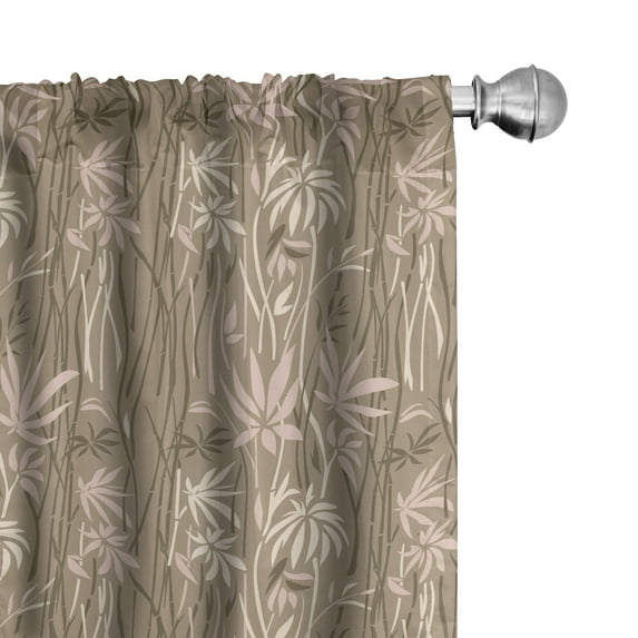 Ambesonne Botanical 4-Panel Curtains, Tropical Leaf Nude Tones, 56"x95", Camel and Pale Salmon