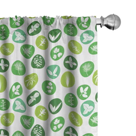 Ambesonne Botanical Window Curtains, Vegetable Silhouettes Art, Each 28" W x 95" L, Fern Green White