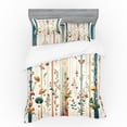 thumbnail image 1 of Ambesonne Botanical Bedding Set 4 Pcs, Woodland Bohemian Stripes, Calking, Petrol Blue Salmon White, 1 of 2