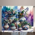 thumbnail image 1 of Ambesonne Botanical Curtains 2 Panel Set, Exotic Leaves Ethnic Pots, 108" x 90", Purple Blue Dried Rose, 1 of 2