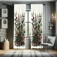thumbnail image 1 of Ambesonne Botanical Curtains 2 Panel Set, Romantic Forest Blossoms, Pair of - 28" x 63", Emerald Ruby and Green, 1 of 4