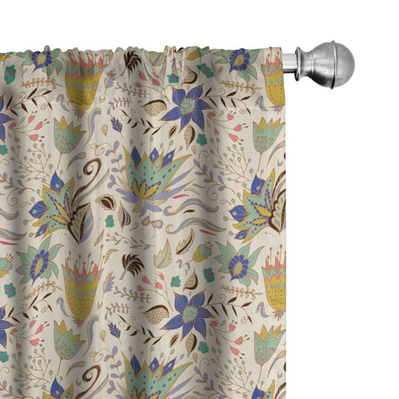 Ambesonne Botanical Curtains, Abstract Garden Art, Pair of 28"x95", Multicolor