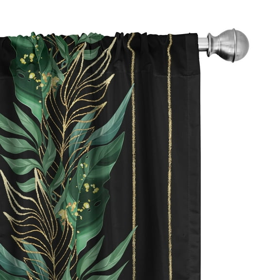 Ambesonne Botanical Curtains, Branches Lines Dark Back, Pair of 28"x63", Laurel Green and Pale Camel