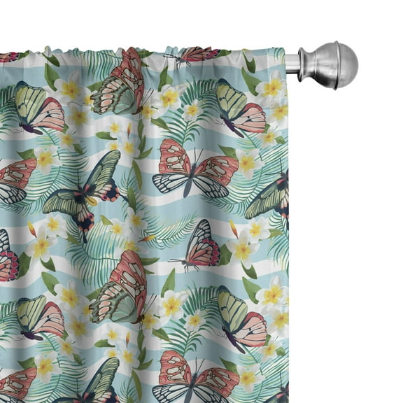 Ambesonne Botanical Curtains, Exotic Summer Butterfly, Pair of 28"x63", Multicolor