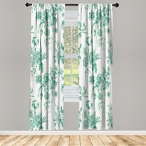 Ambesonne Botanical Curtains, Floral Victorian Print, Pair of 28"x95", Cadet Blue