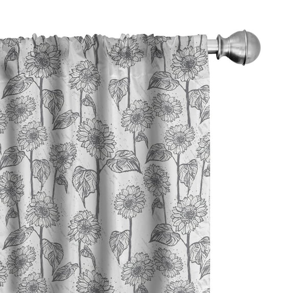 Ambesonne Botanical Curtains, Grunge Sunflowers, Pair of 28"x63", Dark Purpleblue White
