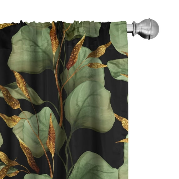 Ambesonne Botanical Curtains, Leaves Vintage Floral Art, Pair of 28"x84", Army Green and Earth Yellow