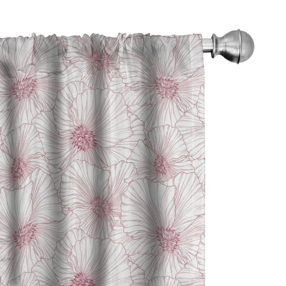 Ambesonne Botanical Curtains, Monotone Blossom, Pair of 28"x63", Dried Rose White