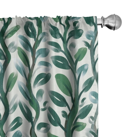 Ambesonne Botanical Curtains, Vertical Leaves Vintage, Pair of 28"x84", Fern Green and Pale Teal