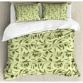 thumbnail image 1 of Ambesonne Botanical Duvet Cover Set, Engraved Style Olive Leaf, 2-Calking, Pastel Green Army Green, 1 of 7