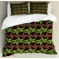 thumbnail image 1 of Ambesonne Botanical Duvet Cover Set, Leaves and Floral Motifs, 2-Calking, Seal Brown Green White, 1 of 3