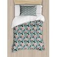 thumbnail image 1 of Ambesonne Botanical Duvet Cover Sets, Arrangement of Flowers, 2-Twin, Teal Coral, 1 of 3
