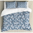 thumbnail image 1 of Ambesonne Botanical Duvet Cover Sets, Pastel Flourishing Petals, 2-Queen, Dimgray Pale Blue, 1 of 7