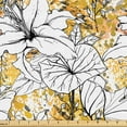 thumbnail image 1 of Ambesonne Botanical Fabric by the Yard, Autumn Vibe Floral Art, 5 Yards, Mustard White Black, 1 of 5