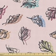 thumbnail image 1 of Ambesonne Botanical Fabric by the Yard Upholstery, Colorful Leaves Sketchy, 5 Yards, Sky Blue and Pale Rust, 1 of 1