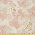 thumbnail image 1 of Ambesonne Botanical Fabric by the Yard Microfiber, Birds on Branches Flowers, 2 Yards, Blush Peach, 1 of 2