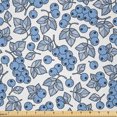 thumbnail image 1 of Ambesonne Botanical Fabric by the Yard Microfiber, Blueberry Branches Leafy, 3 Yards, Violet Blue and Ivory, 1 of 2