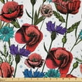 thumbnail image 1 of Ambesonne Botanical Fabric by the Yard Microfiber, Meadow Field Scene Flora, 1 Yard, Red and Purple, 1 of 2