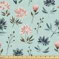 thumbnail image 1 of Ambesonne Botanical Fabric by the Yard Upholstery, Pastel Flowers Spring Art, 2 Yards, Pale Blue and Rose, 1 of 5