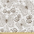 thumbnail image 1 of Ambesonne Botanical Fabric by the Yard Upholstery, Botanical Drawn by Hand, 1 Yard, Dark Rosewood and White, 1 of 5