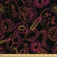 thumbnail image 1 of Ambesonne Botanical Fabric by the Yard Upholstery, Line Drawings Fruits Art, 1 Yard, Magenta Earth Yellow, 1 of 5