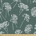 thumbnail image 1 of Ambesonne Botanical Fabric by the Yard Upholstery, Meadow Flowers Drawing, 5 Yards, Hunter Green White, 1 of 5