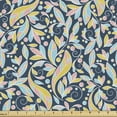 thumbnail image 1 of Ambesonne Botanical Fabric by the Yard Upholstery, Pastel Twisted Leaves, 1 Yard, Dark Blue Multicolor, 1 of 5