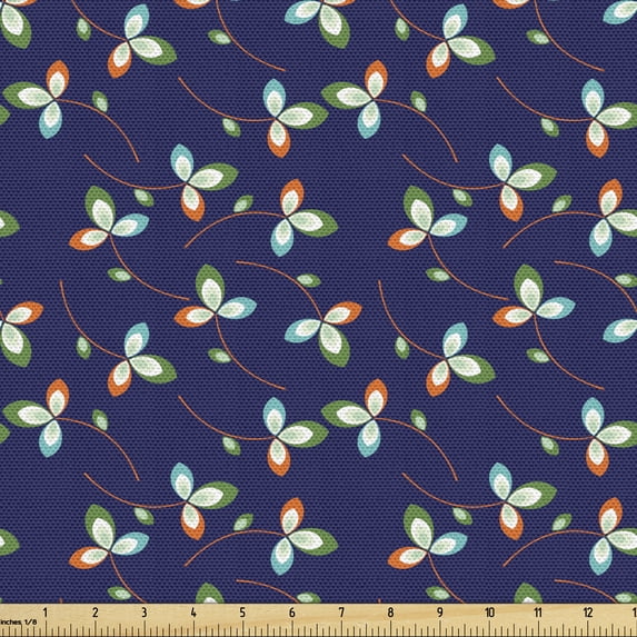 Ambesonne Botanical Fabric by the Yard Upholstery, Pattern of Falling Leaves, 1 Yard, Multicolor
